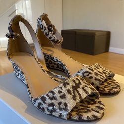 J. Crew Leopard Wedges Platform Heels US 8.5