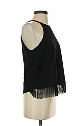 Brand New Parker Black Fringe Sleeveless Halter Top Size XS
