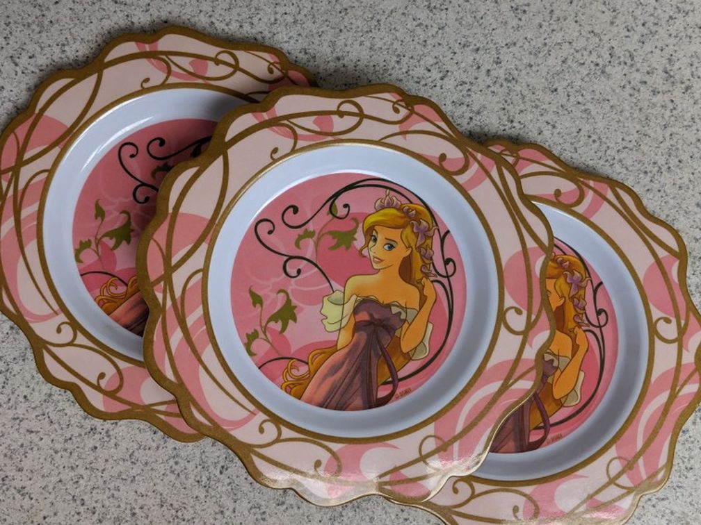 Disney Store Enchanted Princess Plates Lot Of 3 New