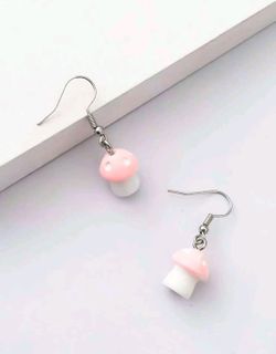 Pink Mushroom Earrings