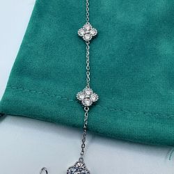 ✨1.6Ct Moissanite 925 Adjustable 6–7” 🍀Clover Bracelet With Certificate NWT