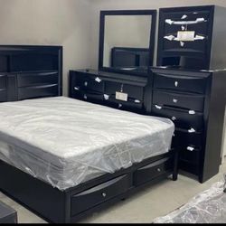 Fallon Storage Bedroom Set Queen or King Bed Dresser Nightstand and Mirror Finance and Delivery Available 