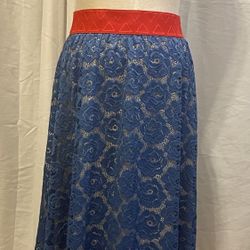 LuLaRoe Size L Skirt Lace w/red waistband 