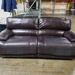 Loveseat Recliner Dark Brown Color Leather 