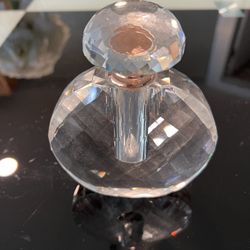 Beveled crystal perfume bottle 5 1/2 inches tall by 4 1/4 inches wide