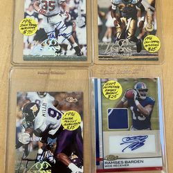 🏈 (4) AUTOGRAPHED FOOTBALL CARDS  🏈  “VISIONS SIGNINGS” & “TOPPS FINEST” CERTIFIED