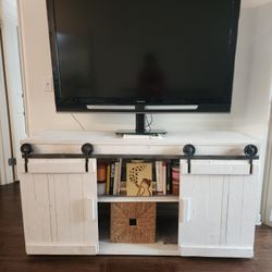 Like New Custom Made White Wood Farmhouse TV Stand or Sideboard