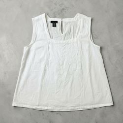 Apostrophe White Pleated Square Neck Tank Top Blouse - Size XL