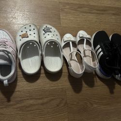 4 Pairs Girls Shoes Nike Adidas Crocs Size 2Y