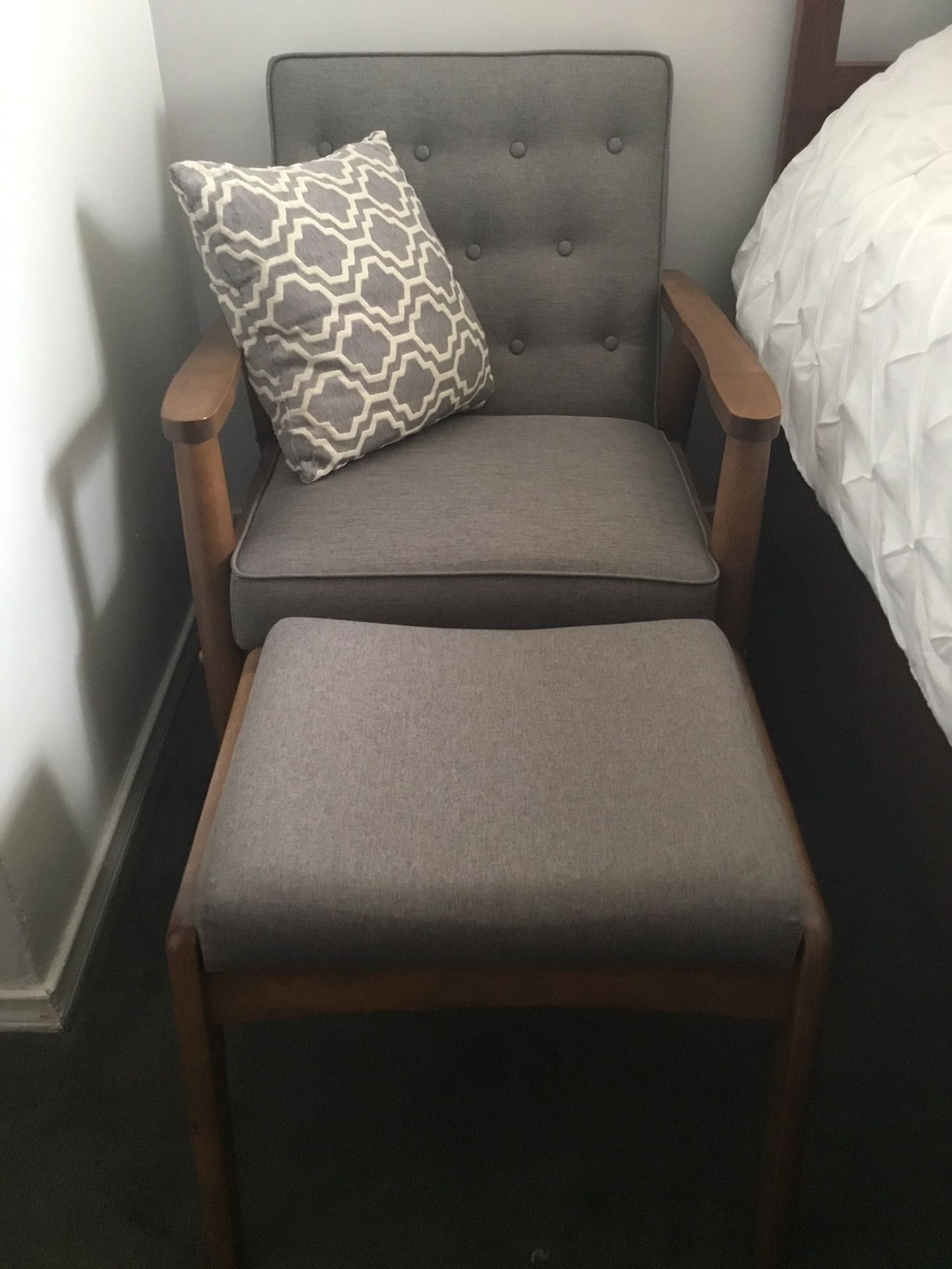 Solid Wood Lounge Chair And Ottoman