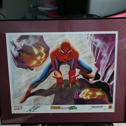 Spiderman  Battles  The  Green  Goblin  Signed  Lithograph 