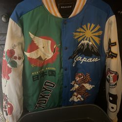 Reason Tokyo Japan varsity jacket in multi-colour