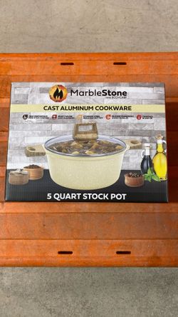 MARBLESTONE CAST ALUMINUM 5 QUART STOCK POT WITH LID