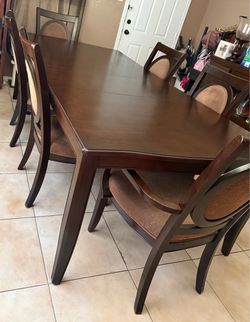 dark brown dining room table set