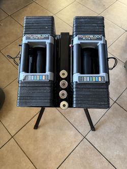 PowerBlocks adjustable weights 5-90lbs with stand 