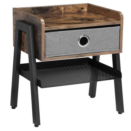 20” End Table with Metal Shelf, Side Table for Small Spaces, Wood Look Accent