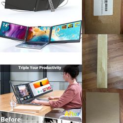 🔥 【2 x 1080p Screens 】14” Triple Laptop Screen Extender — Brand New! 🔥