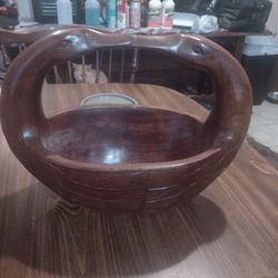 Hand Carved Double Swan Bird Shaped Mango Wood Bowl 

