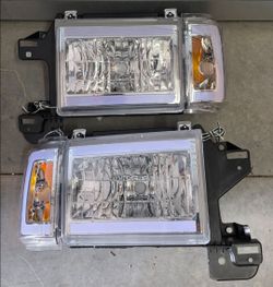 87-91 Ford F150 F250 F350 Bronco LED DRL Headlights Luces Micas Calaveras Faros Faroles Focos Headlamps