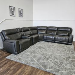 Sectional Leather Power Recliner Dark Gray - FREE DELIVERY