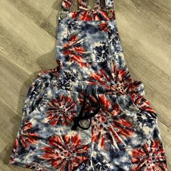 Women’s Tie Dye Short Overalls 