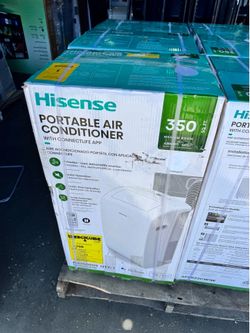 Restored Hisense 8,000 BTU Portable Air Conditioner with Dual Hose and Inverter, White