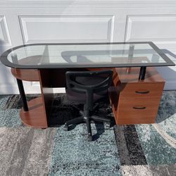Desk with Storage Drawers and Office Chair