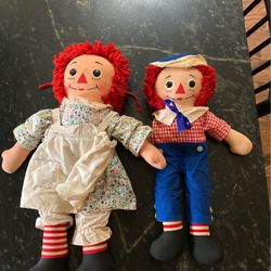 Vintage Raggedy Ann And Andy Dolls