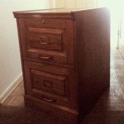 Legal Wide 2 Drawer Filing Cabinet Solid Oak 