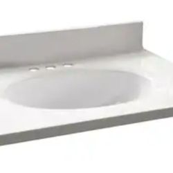 WHITE CULTURED MARBLE BOWL VANITY TOP...25 " x 19"....$ 80