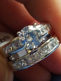 Women's wedding engagement promises ring sets size 9.0