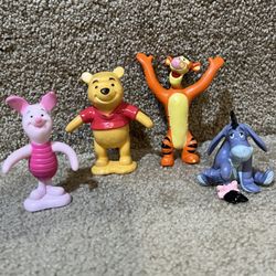 Winnie the Pooh pvc figure lot of 4 Eeyore Piglet Tigger 3” tall