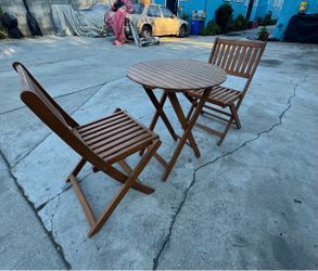 Wood Folding Bistro Table and Chair Set