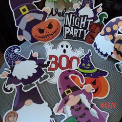 🎃 Halloween Gnome Yard Stake Decorations 7 Piece