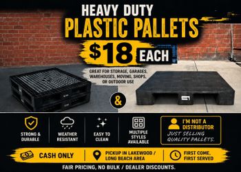 Plastic pallets 34x36 & 32x36 offers welcome