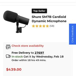 SM7B SHUTE  DYNAMIC MICROPHONE New Opened Box That’s It 