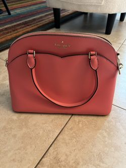 Kate Spade New York Pink Coral Saffiano-Textured Leather Satchel Handbag – Gold-Tone Hardware