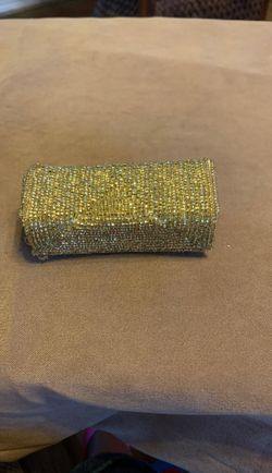 Vintage lipstick holder sequined gold
