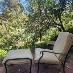 Patio Chair Cushioned With Ottoman