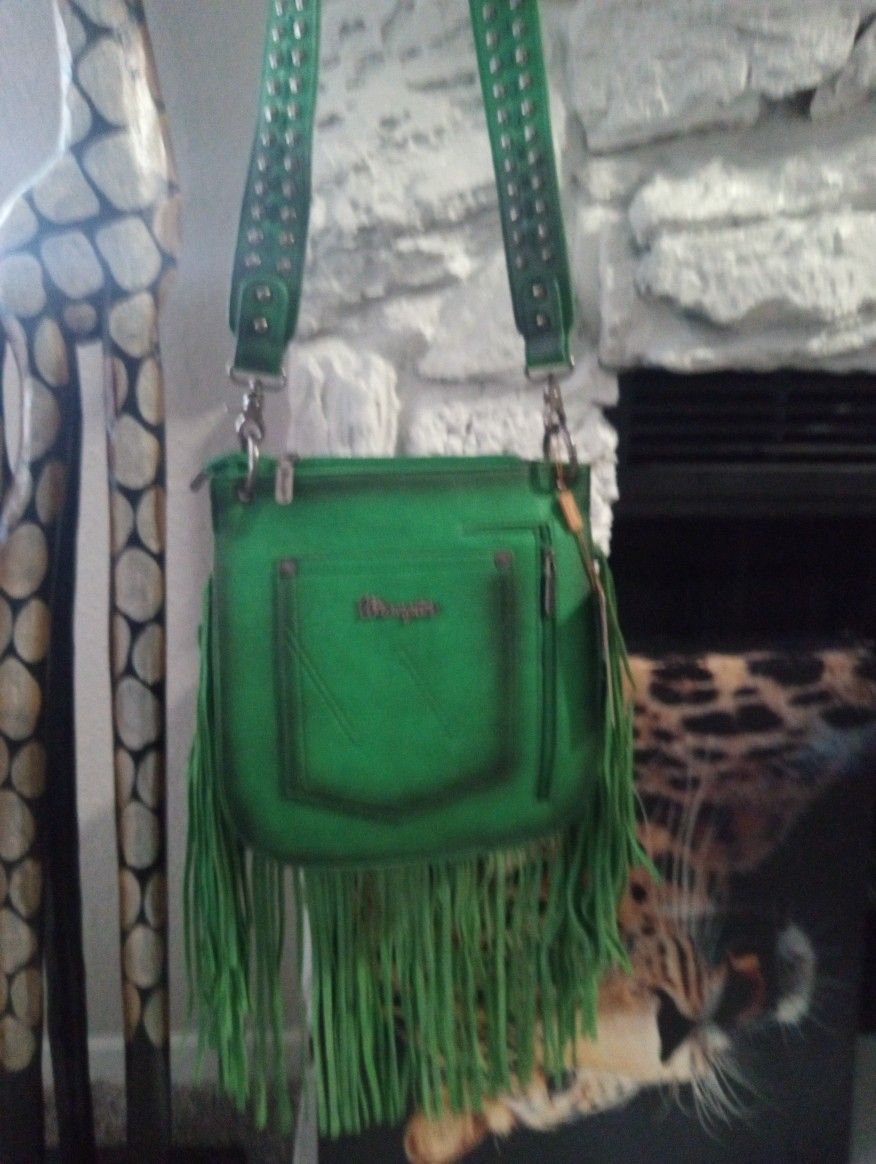 NEW : Wrangler Fringe Apple Green Purse 