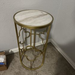 Gold And Marble End Table 