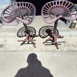 Metal Tractor Seat Stools--PAIR