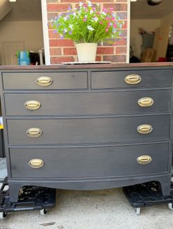 Heritage Henredon Dark Gray Dresser Wood Top