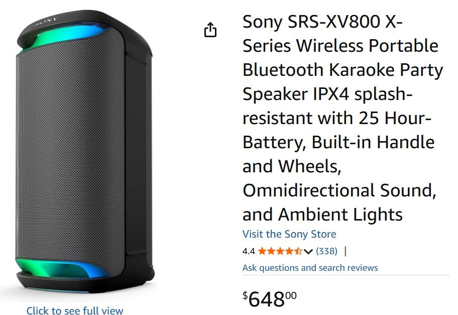 Sony SRS-XV800 Karaoke Party Speaker NEW