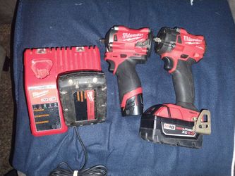 Milwaukee 3/8"Compact Impact Wrench,/3/8"Friction Ring Impact Wrench ,With Charger And 3 Batteries