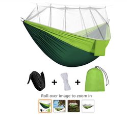 Rusee Camping Hammock, Mosquito Net Outdoor Hammock Travel Bed Lightweight Parachute Fabric Double Hammock for Indoor, Camping, Hiking, Backpacking, B