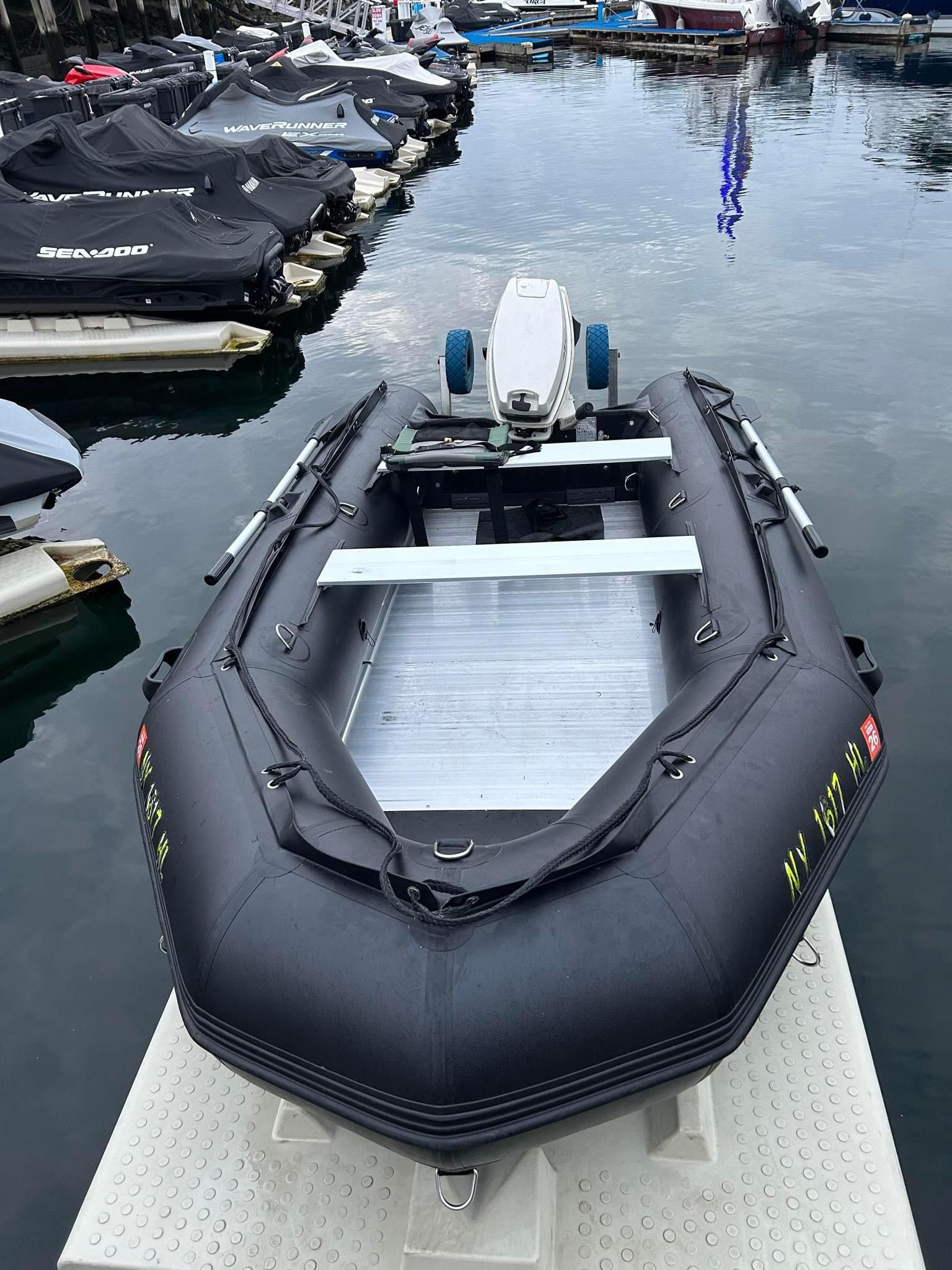 13 Foot PVC Reinforced Dinghy, With A Johnson 20hp That Has Been Converted To A 25hp Outboard Motor.