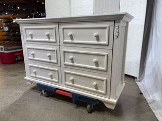 CAFÉ KID Six Drawer Dresser with Floral Carved Detail