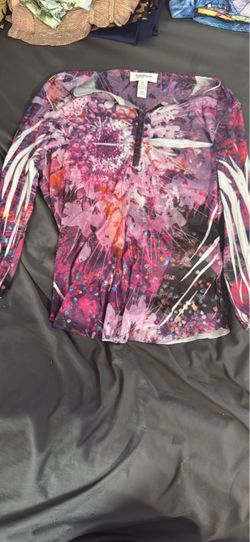 2 colorful floral tops with small bedazzles