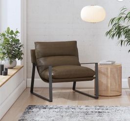 DHP Gatsby Upholstered Sling Accent Chair for Living Room, Camel Faux Leather